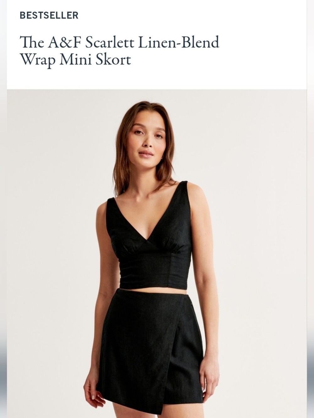 NWT A&F Scarlett Linen-Blend Wrap Mini Skort - Picture 7 of 7